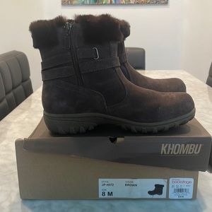 Khombu Brown Suede Faux Fur Boots